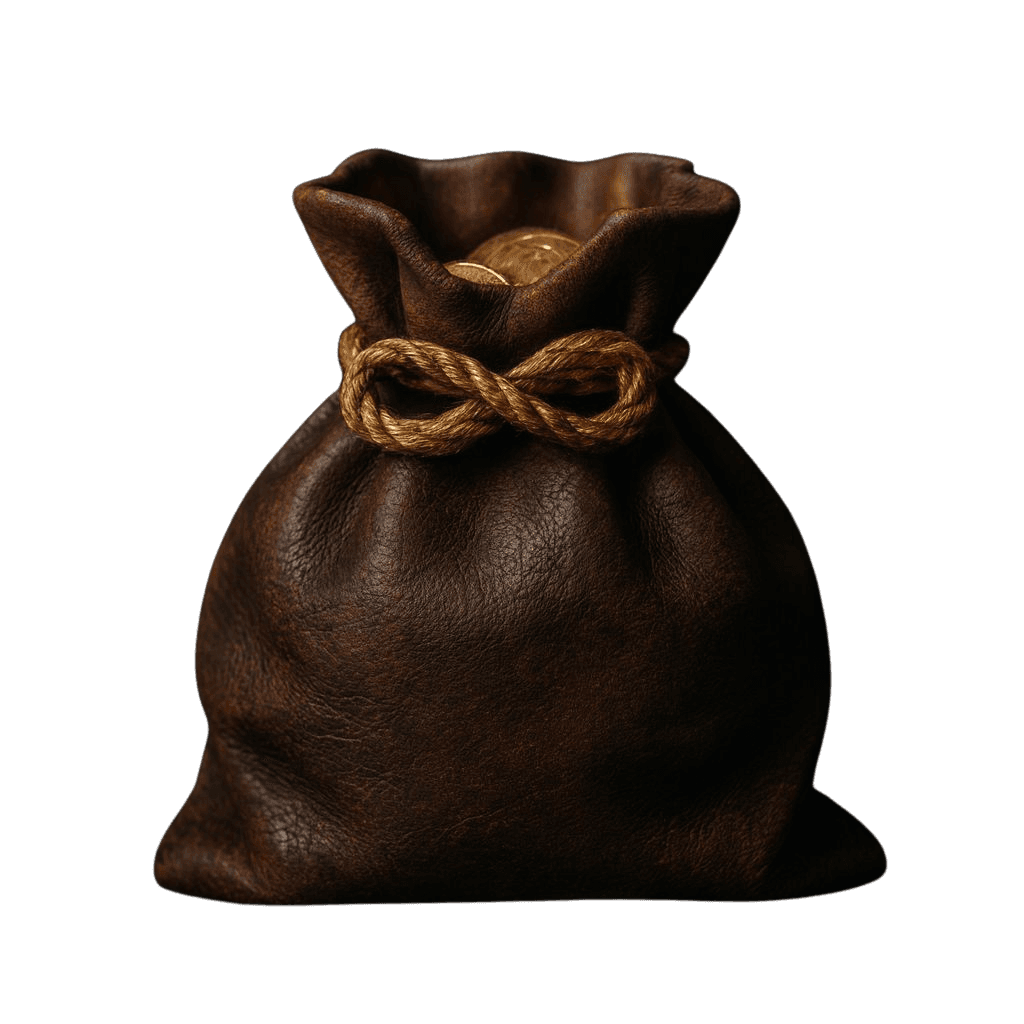 Gold pouch with coins